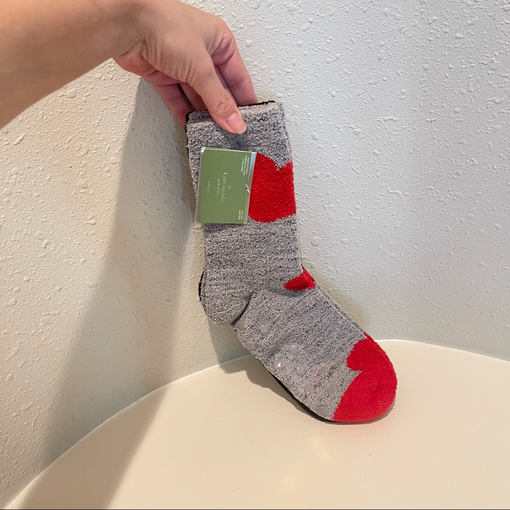 Kate Spade 2Pair Nonslip Crew Socks Black Grey Dots OS NWT